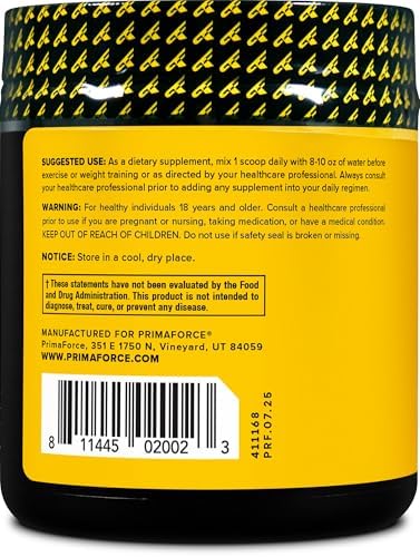 PrimaForce AAKG Arginine Powder, 250 grams (L-Arginine and Alpha-Ketoglutarate Acid) Premium Workout Supplement, Non-GMO, Vegan, Gluten Free