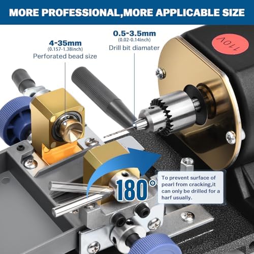450W Pearl Drilling Machine, 110V Coral Driller Pearl Ounching Machine Bead Drill Speed Adjustable for Stones Crystals Jewelry Making