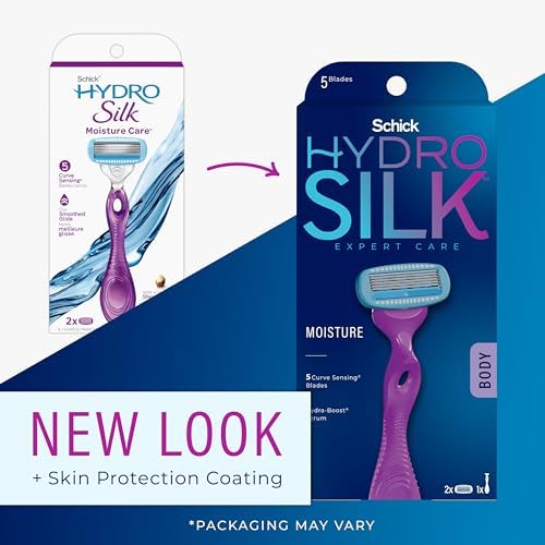 Schick Hydro Silk Moisture Women's Razor | 5-Blade Razor for Women, 1 Handle & 2 Refills