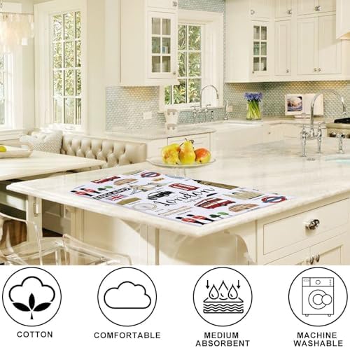 LEVLO London Kitchen Towel - Travel Souvenir Gift England Trip Dish Towels UK Vacation Merchandise