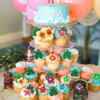 60 Pcs Edible Flowers Cake Decorations Tropical cake topper Hawaiian Birthday Party Decoration for Tropical Luau Summer Party Wedding