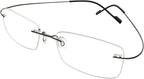 Stylish Rimless Frame Reading Glasses Black Gold Metallic