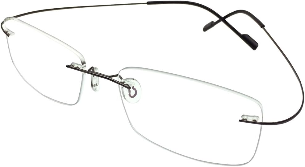 Stylish Rimless Computer Reading Glasses Black Gold Metallic Readers