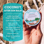 Badger Coconut AfterSun Balm, 100% Organic Soothing Sunburn Relief, Great Smelling, Moisturizing & Hydrating After Sun Skin Care, 2 oz Tin