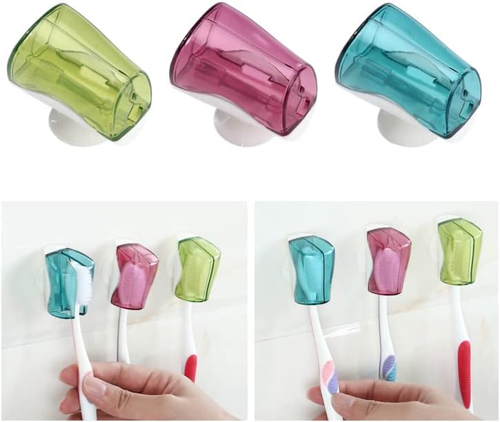 Generic HLLMX 6 PCS Toothbrush Head Covers with Suction Cup Travel Case Anti Dust Toothbrush Cover Great Protective Case for Home Travel Outdoor Camping