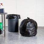 Restaurantware RW Clean 45 Gallon Trash Bags 100 Light-Duty Garbage Can Liners - Fits 40-45 Gallon Trash Cans Stretchable Black Plastic Bin Liners With Star Seal Bottom