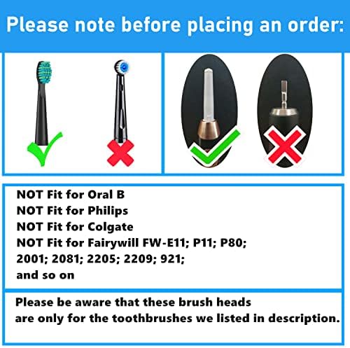YUNCHI Medium Soft Replacement Toothbrushes Heads Compatible with Fairywill Toothbrushes FW-D1/D3/D7/D8/507/508/917/959/515/551/2011, 5 Pack, White