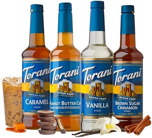 Torani Syrup Variety Packs, Sugar Free Coffee Favorites, 25.4 fl oz Bottle (Pack of 4)