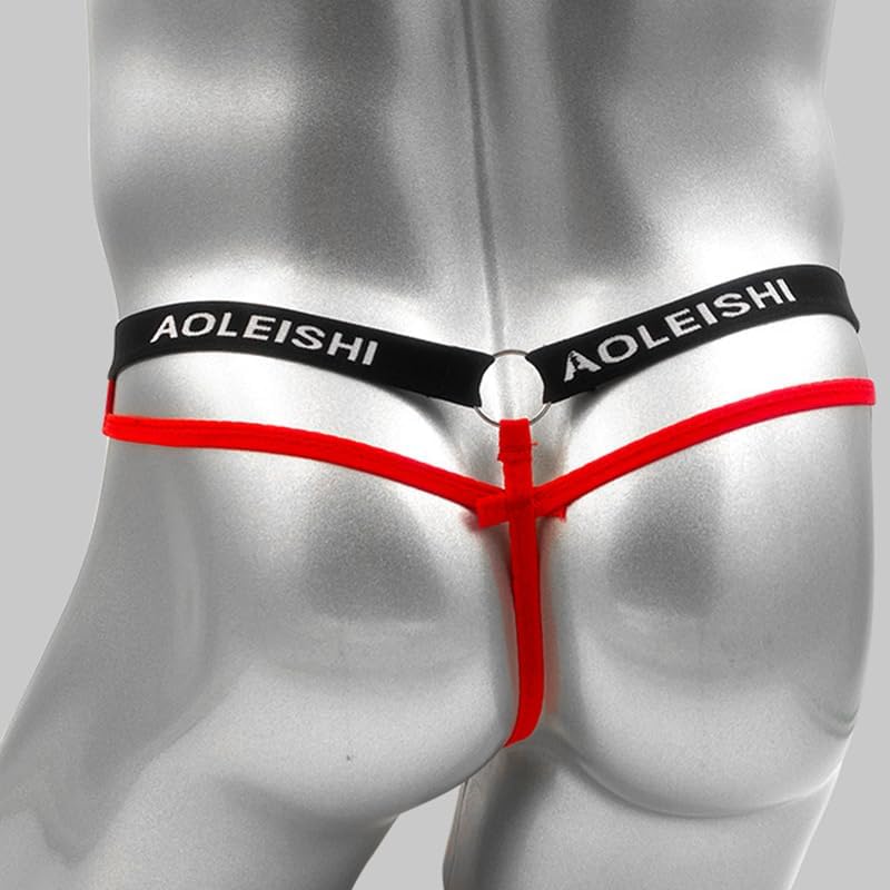 Breathable Thin Style Sexy Men's Low-Waist Transparent Mesh Underwear, Invisible U-Shaped Triangle Thong - Suitable for Sizes S-M, Weight - Red