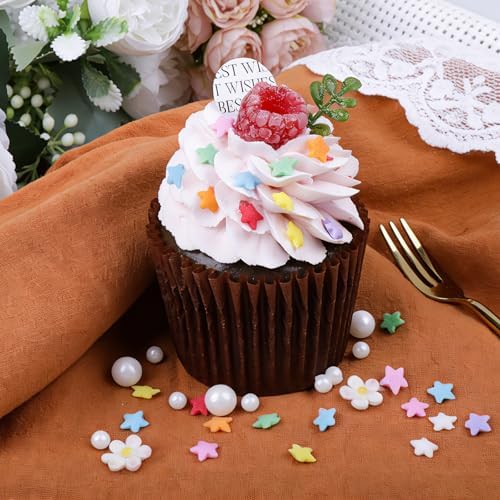 Rainbow Sprinkles for Cake Decorating, 11.3oz Edible Desset Sprinkles with Star Confetti Jimmies Nonpareils, 4 Jars Set Sprinkles for Baking Cupcakes Cookies
