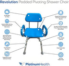 Revolution Pivoting Shower Chair for Bathtub, Adjustable Swivel Seat with Padded Back and Arms, Adjustable Space Saving Design for Tubs, Shower, for Elderly, Handicap & Seniors, Blue