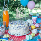 KALIONE 18 Cake Topper, Number 18, Crystal, Silver, 3.35inx8.27in, 1 Count, Birthday, Anniversary