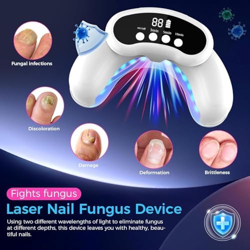 Nail Fungus Laser Treatment LED Light Device-Nail Fungus Treatment,Solution for Damaged Discolored Thick Toenails & Fingernails - White