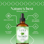 Siva Tea Tree Essential Oil - 4 Fl Oz – 100% Natural Tea Tree Oil - for Diffuser, Face, Skin Care, Aromatherapy, Hair Care, Scalp and Body Massage - with Dropper