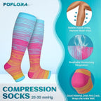 3 Pack Toeless Compression Socks for Women&Men 20-30mmHg Open Toe Knee High Support Socks for Varicose Vein Running