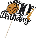 Basketball Happy 10th Birthday Cake Topper，Basketball Sports Cake Pick Baby Shower 10th Birthday Cake Decorations,Kids Boys Girls Sport Theme Ten Birthday Party Supplies