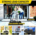 Rubber Wheel Chair Threshold Ramp - Heavy Duty Non-Slip Mobility Ramp for Doorways & Steps, 1"/1.5"/2"/2.5"/3"/3.5"/4" Rise Options (Height - 2 inch)