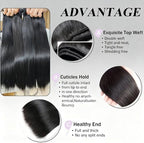 12A Human Hair Bundles 16 18 20 22 Inch Straight Bundles Human Hair Extensions Brazilian Virgin 100% Unprocessed Raw Straight Hair 4 Bundles Human Hair Natural Color