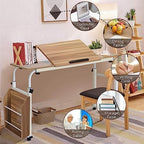 Overbed Table with Wheels, Mobility Table Over Bed, Over Bed Desk Rolling Laptop Desk, Adjustable Desktop Angle and Height, Overbed Trolley Storage Desk,1.2M