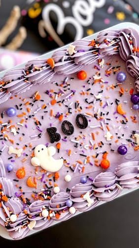 Edible Halloween Jimmies Sugar Sprinkles for Cake Decorating, Baking, Ice Cream, Cookies, Cupcake Topper Decorations,5oz (White&Orange&Black&Green&Purple)