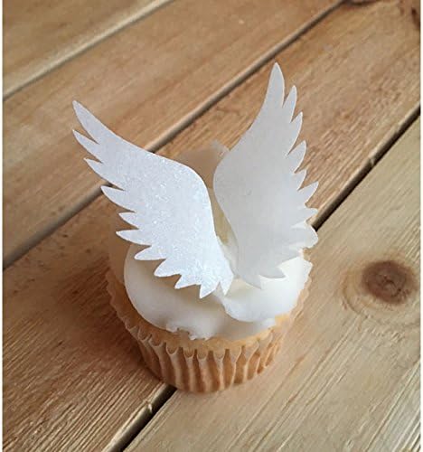 GEORLD 24pairs Wafer Angel Wings Wafer Cupcake Toppers Wing Cake Decoration For Anniversary, Birthday Party & Wedding