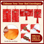 Shinylin 20 Pack Chinese New Year Silk Red Envelopes Brocade Lunar New Year with Chinese Knot, Coins & Jade Charms – 3 Sizes Lucky Envelopes for Spring Festival, Lunar 2026 Hongbao, Gift Giving
