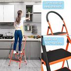 LUISLADDERS 2 Step Ladder, Folding Step Stool with Handrails, Step Ladder 2 Step Folding 500lbs with Widened Anti-Slip Pedal, Multi-use for Home Kitchen Office