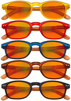 Eyekepper 5 Pack Bamboo Wood Design Temples Blue Light Blocking Readers Orange Tinted Lenses Computer Reading Glasses Orange Tinted +2.25