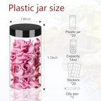 Hajoyful Plastic Jars with Lids 20Pcs 14 oz Clear Plastic Slime Storage Jars Containers with Airtight Leak Proof Black Plastic Screw On Lids Cylinder Clear Round Jar Food Grade Durable PET Jar