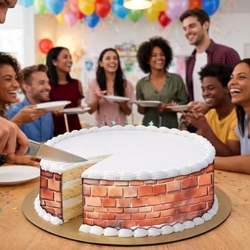 3 pcs Red Rustic Brick Wall Cake Strips Edible birthday cake strips, cake side borders, Icing Sheets 2.7X11.8