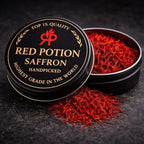 Red Potion Saffron, Kashmiri Premium Saffron Threads, Grade AAA+ Super Negin, Non-GMO. For Tea, Paella, Rice, Desserts, Golden Milk, and Risotto (2 Grams)