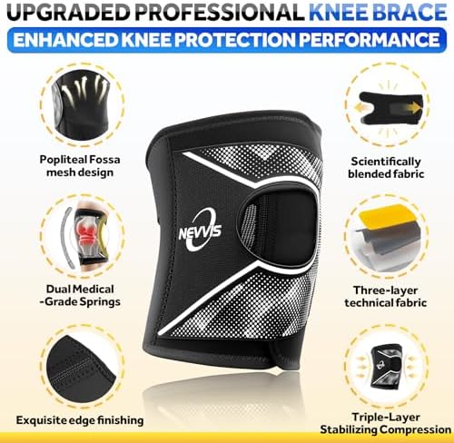 NEVVIS Knee Brace, Patellar stabilizing Knee Brace for Running Knee Support Meniscal Tear Knee Pain, ACL, MCL, Arthritis Injuries Recovery (Large)