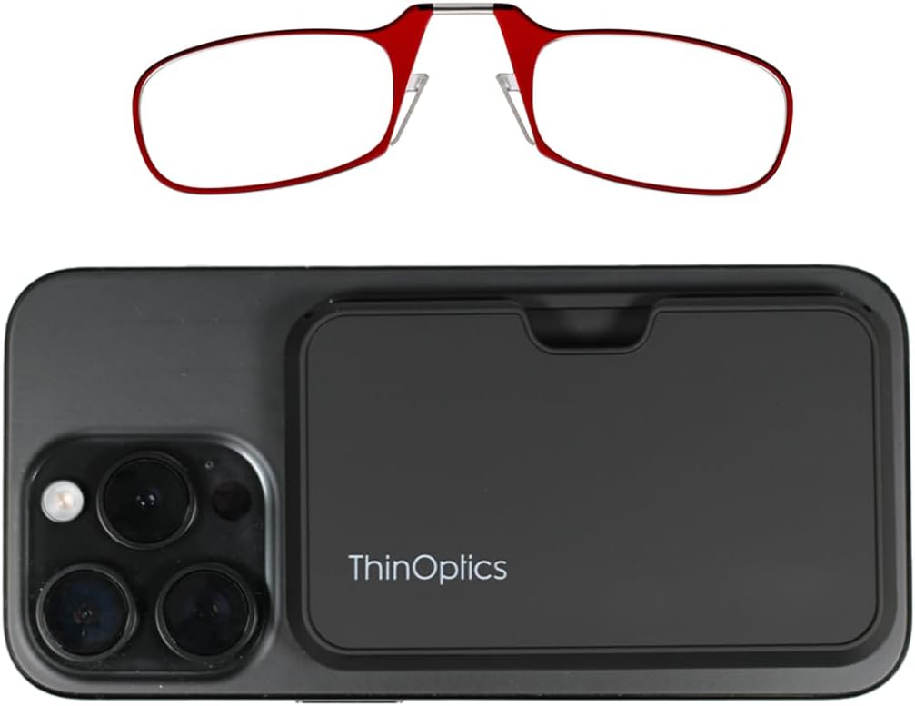 Always With You by ThinOptics Slim Reading Glasses with Case that Sticks to Your Phone - Ultra-Thin Armless Pocket Readers