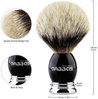 Anbbas Shaving Brush and Stand,Silvertip Badger Hair Brush Black Resin Alloy Handle with Stainless Steel Shaving Stand for Double Edge Safety Razor Straight Razor for Men