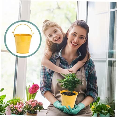 3pcs Mini Bucket Yellow Pot French Fries Tin Pails Rustic Bucket Mini Plant Containers Favor Pail s French Fries Decor Tinplate Drum Galvanized