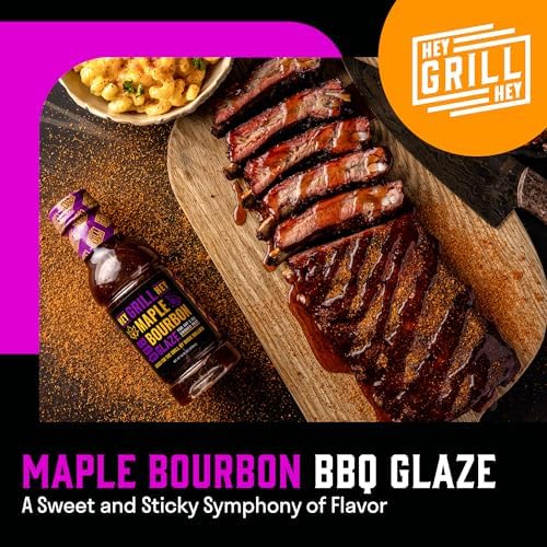 Hey Grill Hey | BBQ Glaze | BBQ Sauce | Bourbon Glaze | Sweet Sauce for Ribs, Chicken, Salmon | Grilling Essentials | Maple Bourbon