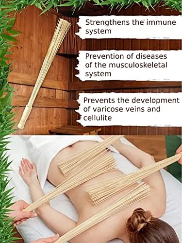 Massage Bamboo Broom for Sauna and Banya - Relaxing Massage Cellulite Massager - Asian Massage Tools for SPA