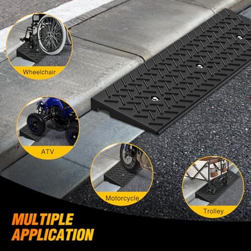 Nilight 1.6" Rise Curb Ramps, Heavy Duty Rubber Driveway Threshold Shed Ramp for Sidewalk Cars Lawn Mower Wheelchairs Motorcycles, 3300lbs Load Capacity