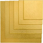 DecoPac Square Cake Drum, Foil Covered Cake Drum, Sturdy Half Inch Thick, Pack of 5, Gold - 8 Inch