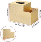 Sumnacon Square Leather Tissue Box Cover - PU Cube Tissue Box Holder with Side Organizer, Decorative Tissue Box for Living Room Vanity Night Stand Desk Countertop Office, Gold