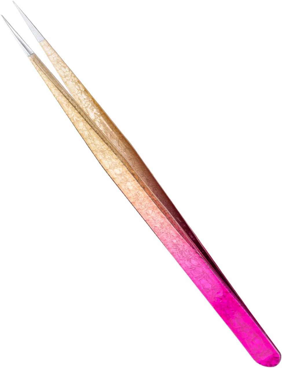 Straight Eyelash Extension Tweezers Gold Pink Gradient Ice Crack Precision Lash Extension Isolation Tweezers for Grafting Eyelash extension