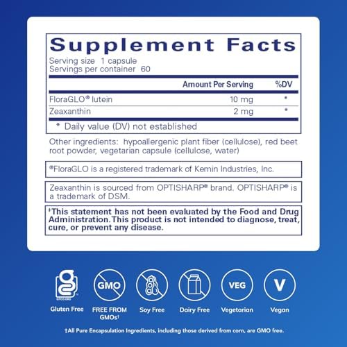 Pure Encapsulations Lutein & Zeaxanthin - Supports Overall Vision* - Maintains Macular Pigment & Eye Health* - Antioxidant Support* - Vegan-Friendly & Non-GMO - 60 Capsules