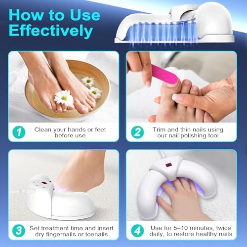 Nail Fungus Laser Treatment LED Light Device-Portable Design,Suitable For Fingernails And Toenails-White