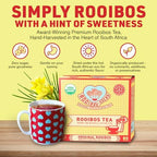 Caffeine Free Organic Rooibos Tea Bags 80 - Naturally Sweet Herbal Tea Safe for Kids & Pregnant Women – Low Tannin Premium South African Tea Red Tea - Sustainably & Ethically Farmed Red Rooibos Tea