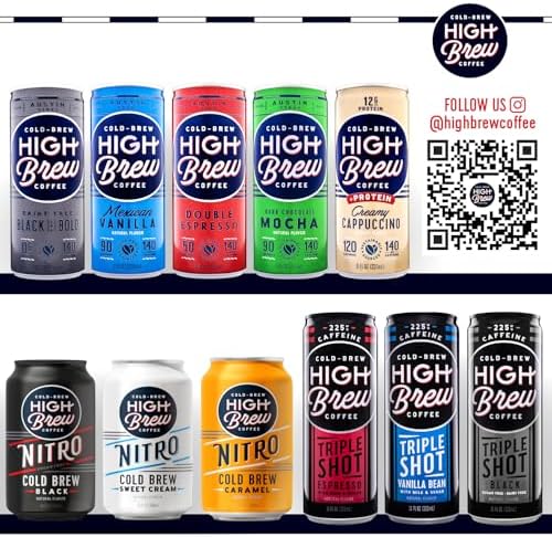 High Brew Coffee, Cold Brew Coffee, Double Espresso, 8 Fl Oz, Ready-To-Drink (Pack of 12)