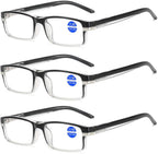 3-Pack Blue Light Blocking Glasses Computer Reading Glasses Spring Hinge Readers for Women Men