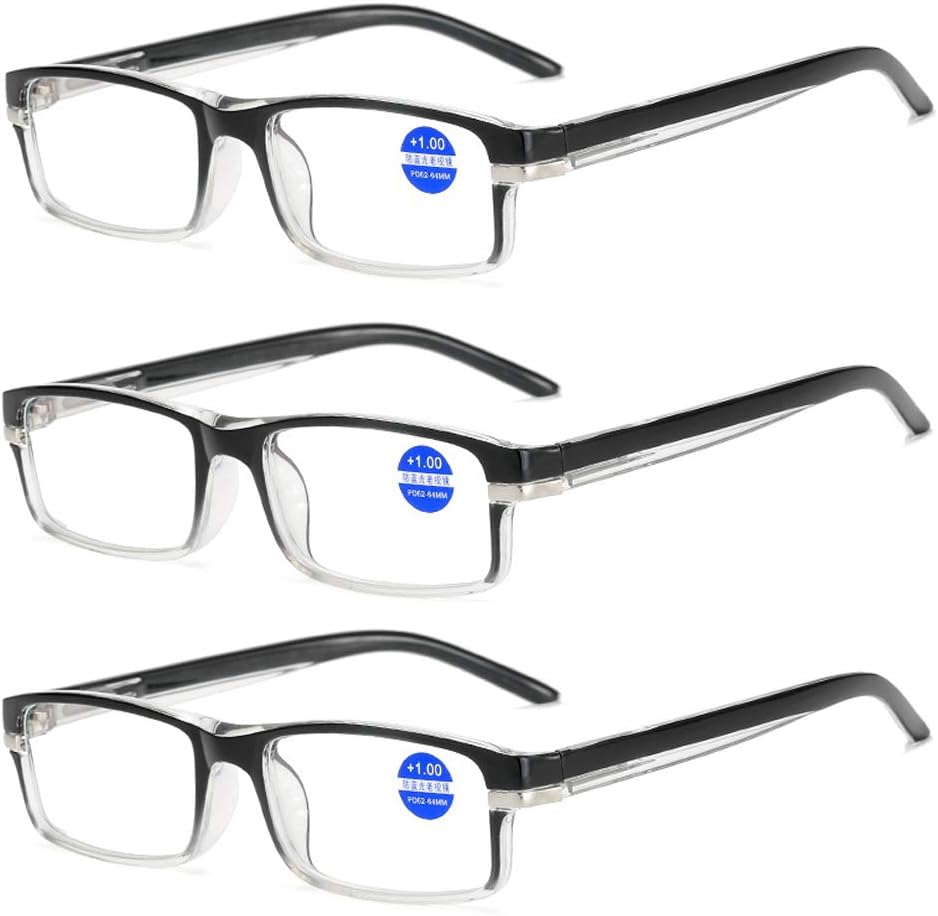 3-Pack Blue Light Blocking Glasses Computer Reading Glasses Spring Hinge Readers for Women Men