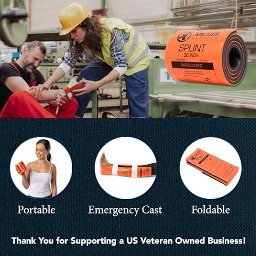 Universal First Aid Splint – 36" Moldable Aluminum Emergency Splint for Injury Immobilization – Lightweight, Waterproof, Reusable, Compact & Portable for People or Pets