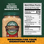 RiceSelect Organic Texmati Brown Basmati Rice, Premium Non-GMO Gluten-Free Long-Grain Brown Rice, 32-Ounce Jar