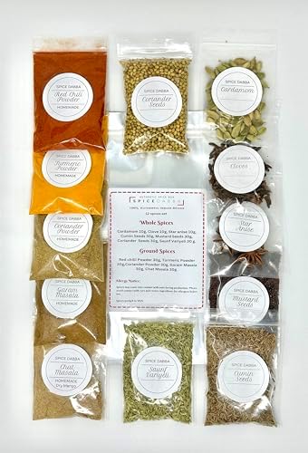 Authentic Indian Spice 12 Spice Set: Assorted Spices, Herbs, and Seasonings